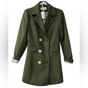 Haute Editions women’s Small long sleeve olive green wool blend winter Peacoat
